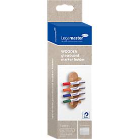 Glasboard-Markerhalter Legamaster WOODEN, magnetisch, lagert 4 Boardmarker, B 60 x T 35 x H 200 mm, Buchenholz, lackiert